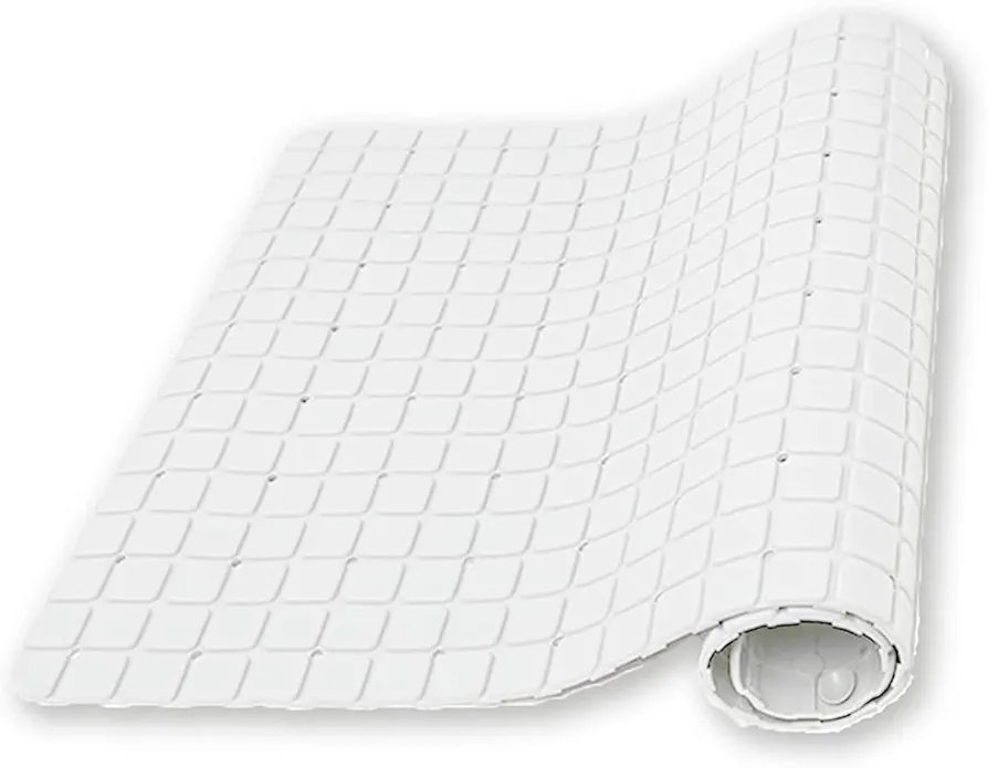 Anti Slip Bath Mat - Non Slip Minimalist Style Bathtub Mat - Mildew Resistant Shower Mat - Suction Grips Back & Matte Finish Surface - Colour White - 67.5 x 39 cm (26.6 x 15.4-inch)