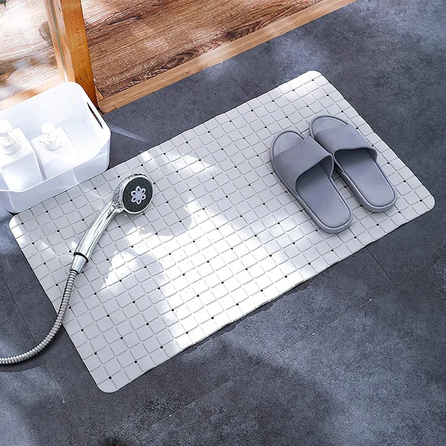 Anti Slip Bath Mat - Non Slip Minimalist Style Bathtub Mat - Mildew Resistant Shower Mat - Suction Grips Back & Matte Finish Surface - Colour White - 67.5 x 39 cm (26.6 x 15.4-inch) - Image 5