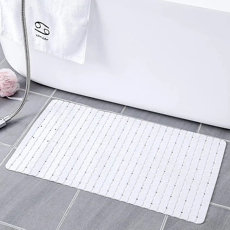 Anti Slip Bath Mat - Non Slip Minimalist Style Bathtub Mat - Mildew Resistant Shower Mat - Suction Grips Back & Matte Finish Surface - Colour White - 67.5 x 39 cm (26.6 x 15.4-inch) - Image 3