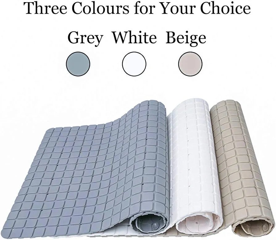 Anti Slip Bath Mat - Non Slip Minimalist Style Bathtub Mat - Mildew Resistant Shower Mat - Suction Grips Back & Matte Finish Surface - Colour White - 67.5 x 39 cm (26.6 x 15.4-inch) - Image 4