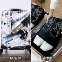 Drawstring Non Woven Material Travel Shoe Bag Custom Reusable Shoe Storage Bag black 2pcs