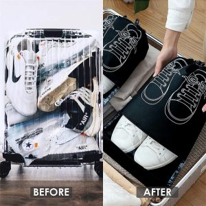 Drawstring Non Woven Material Travel Shoe Bag Custom Reusable Shoe Storage Bag black 2pcs