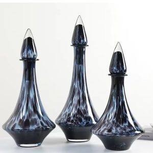 Glass Vase Transparent Leopard Print Flower Vase Glassware with Lid Floral Arrangement Accesso