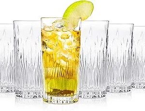 Fire Crystal Hi-Ball Cocktail Water Tumblers Glasses, 370 ml, Set of 6 28cl