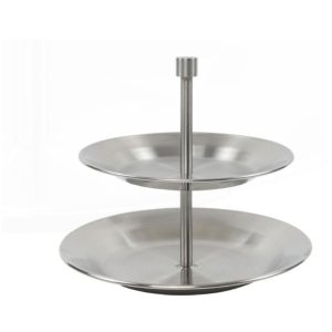 Schöner Leben Etagere Serving Stand with 2 Plates, Metal, Silver-colored, 20 x 25 cm (H x D)