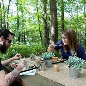 Darware Cafeteria Mess Trays 1pc Stainless Steel 15 in. x 11 in. Rectangular 6-Compartment Divided Plates/Cafeteria Food Trays