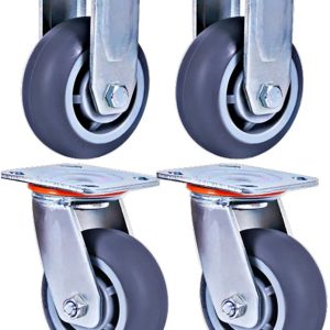Rubber casters, 8 inch Steel Ball Bearings/Thickened Bearing Rivets/Double Wave disc Ball Structure/Brake Brake/Galvanized Bracket movable