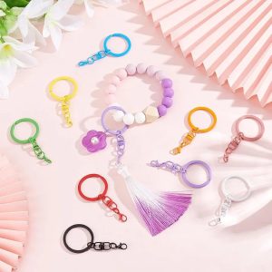 PandaHall 5 Keychains in 5 Colors with Lobster Chain Clasps, 1.181 in, Split Metal Keyring for Crafts, Jewelry Making, Home Office