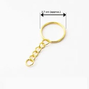 Golden Metal Loops Rings Keyring with chain Open Jump Ring Connector Key Rings for Jewelry Findings,Spring Rings, Art and Craft, DIY, Handbag Keychain (Pack of 5 Pcs