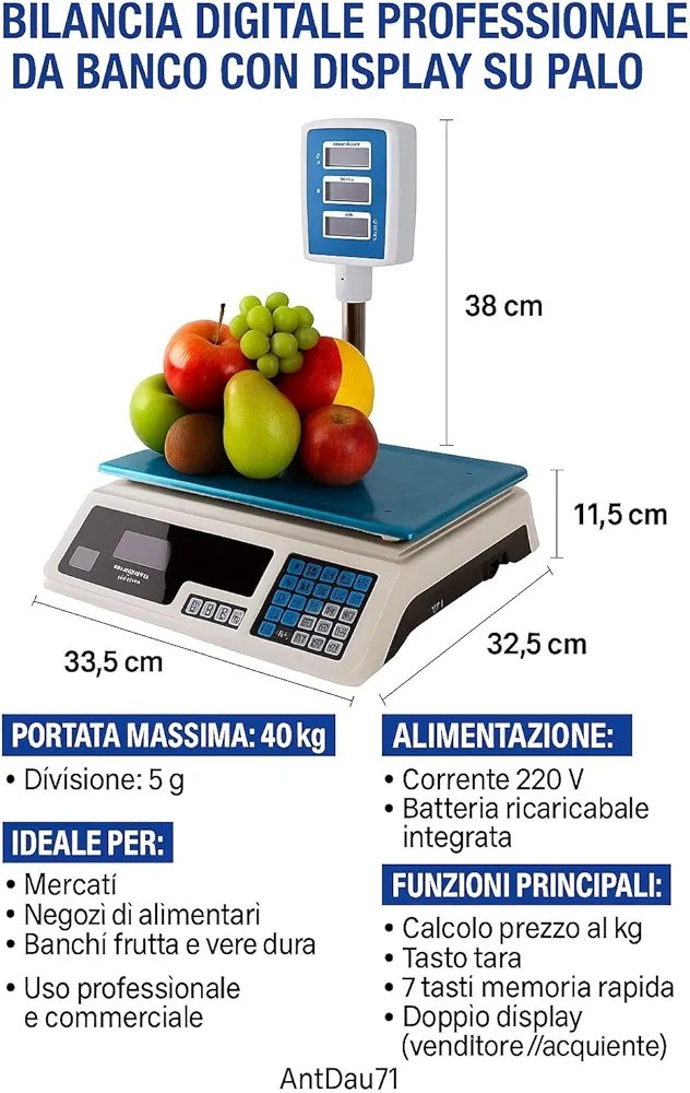 Digital Electronic Weighing Scales Front Back Professional Max 40 kg Price Calculation - Image 4