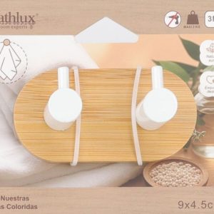 White bamboo double towel hook