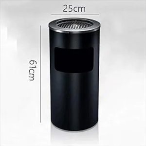Trash Bin Standing Ashtray Rubbish Bin Cigarette Bin Outdoor Stainless Steel Trash Can 10L,Black