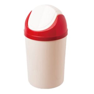 Liao, 10 Litre, Swing Lid Trash Bin, White/Red - T130012