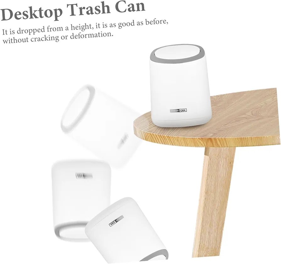 Modern Press Lid Trash Can Small Desktop Waste Bucket with Lid ABS PP Material Mini Garbage Bin for Home Office - Image 4