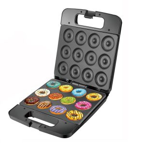 dessini 1400W Donut Maker, Makes 12 Donuts, Non-Stick Surface, Easy to Clean, Mini Donut Maker for Snacks, Desserts and More