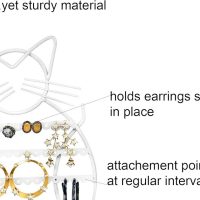 LilGift Arad Cat Earring Holder Jewellery Stand Organizer for Piercings, White