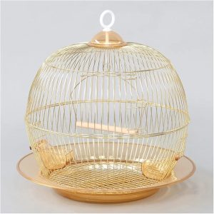 Bird Cage Peony Parrot Cage Round BirdCage Metal Cage Ornamental Cage Iron Gold Electroplating Process Pet Cage