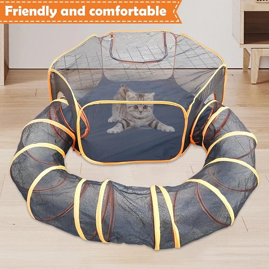 Cat Tunnel Indoor Cats Cage Scratching Resistant Net Portable Lightweight