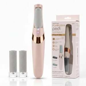 Rechargeable Electronic Pedicure Tool with Dual Speed – Callus Remover for Dry, Cracked Feet (Coarse & Fine Roller Heads)