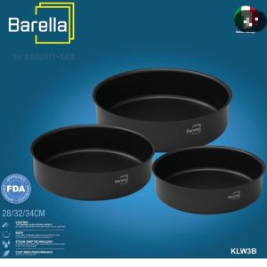 Barella black stone surface oven round tray 3pcs
