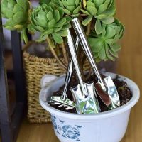 Small plant growing tools, small handheld stainless steel shovel, children's gardening set, gifts for children for succulents, herbs and miniature indoor plants (3 pieces)