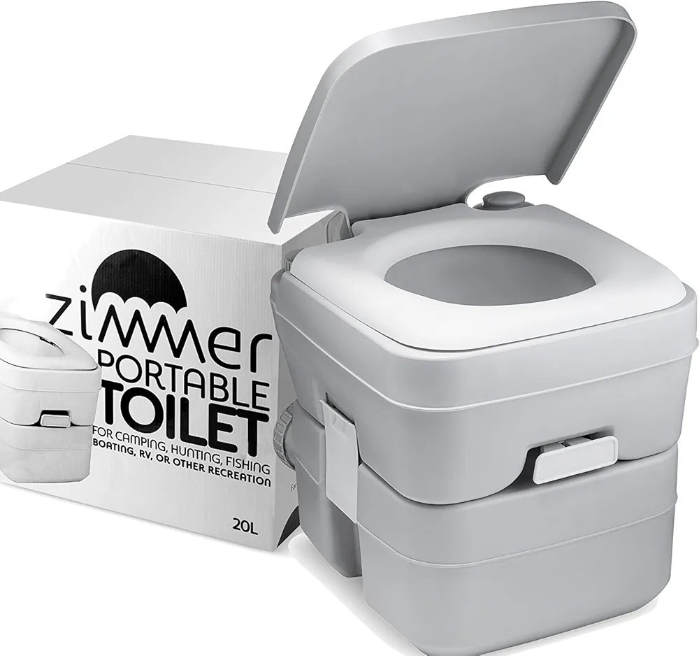 Portable Camping Toilet - 5 Gallon Waste Tank - Durable, Leakproof, and Drainable. This easy-to-use RV toilet features removable tanks for effortless cleaning and portability, ideal for travel, boating, and camping - Image 3