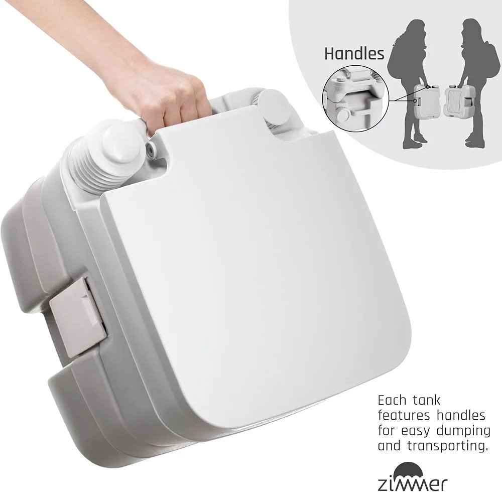 Portable Camping Toilet - 5 Gallon Waste Tank - Durable, Leakproof, and Drainable. This easy-to-use RV toilet features removable tanks for effortless cleaning and portability, ideal for travel, boating, and camping - Image 4
