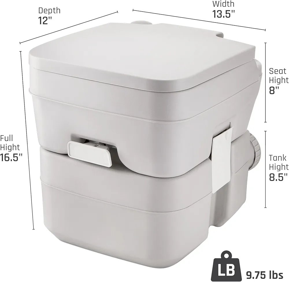 Portable Camping Toilet - 5 Gallon Waste Tank - Durable, Leakproof, and Drainable. This easy-to-use RV toilet features removable tanks for effortless cleaning and portability, ideal for travel, boating, and camping - Image 6