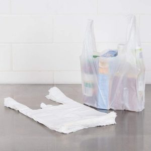 White T-Shirt Plastic Bags, Unprinted Polyethylene Carry-Out Bags 25pcc 33*20cm