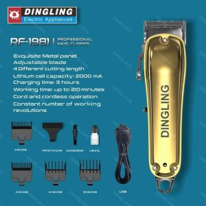 DINGLING 1981 Professional Electric All Metal Hair Clipper, Powerful Cordless Hair Trimmer,