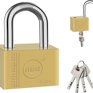 Heavy Duty Solid Brass Padlock, Security Lock Apartment Door Lock, Locker Padlock with Key, Increased Reinforcement, Square Reinforced Lock.