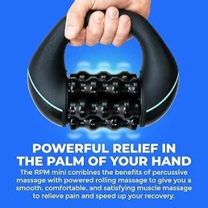 POWERED ROLLING MASSAGER Rolling Percussive Massager, Percussive Therapy, Whole Body Relief, Deep Tissue and Muscle Recovery, Percussion Massage, Rechargeable, Hands-Free Base, Powerful, 3-Speed Spin