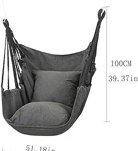 Hanging Swing Chair grey  with Storage Space Hanging Rocking Chair Porch Rocking Chair Max 150kg for Indoor and Outdoor Double The Comfort hammock