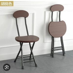 Multifunctional Furniture Heavy Duty Ultralight Portable Indoor Wood Brown and silver Folding Chair model  approximately as picture