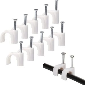 Cable Clips with Steel Nail, Round Cable Clips，Wire Tacks with Steel Nails for Wall