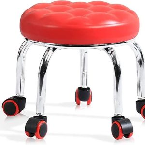 Rolling Swivel Stool for Manicure Garden Home Spa and Tattoo 5 Colors 32cm Portable and Adjustable Pedicure Stool with Wheels
