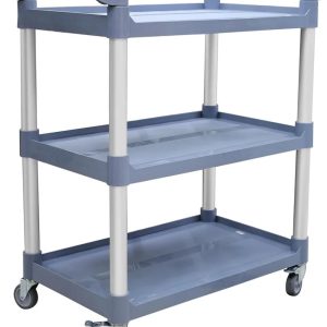 Utility 3-Tier Thick Plastic Mobile Serving Trolley on Wheels for Kitchen Storage and Multi-Functional Bar Service
