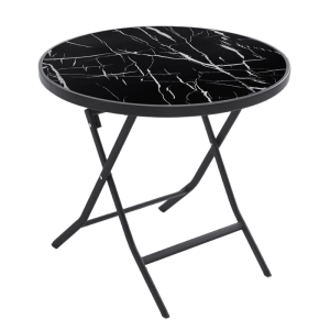 Table Foldable. wood black marble 60cm