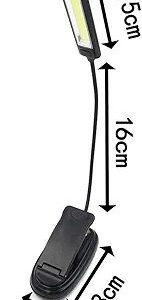 Clip On COB LED Book Light Sturdy Adjustable Book Reading Lamp w/Flexible Arm Lightweight