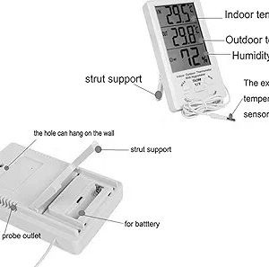 Outside & Inside Digital LCD Thermometer + Hygrometer with Outdoor Probe & Indoor Display Console (Min/Max