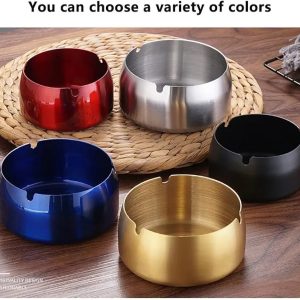 Stainless Steel Ashtray Ashtray Sets for Outdoor Use for Home Office, Table Top, Patio and Balcony Outdoor