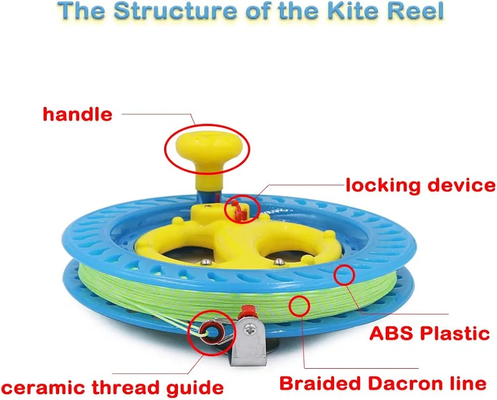 Life Kite Line Reel, 8.7" (Diameter) with 120lb 500ft/150m Professional Lockable Dacron Line, Outdoor Beach Tool for Single-Line Kites for Kids - Image 4