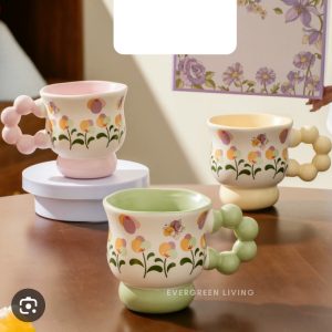 Porcelain Ceramic mug flowers