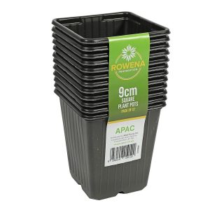 Pack of 10 - 9 cm Square Plastic Seed Plant Pots