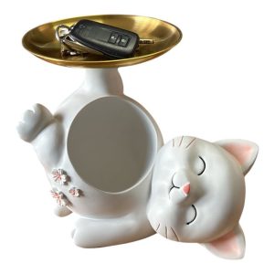 Creative  cat Statue Storage Tray Collectable Resin Craft for Bedroom Decor Violet|Antique Home Décor |Traditional