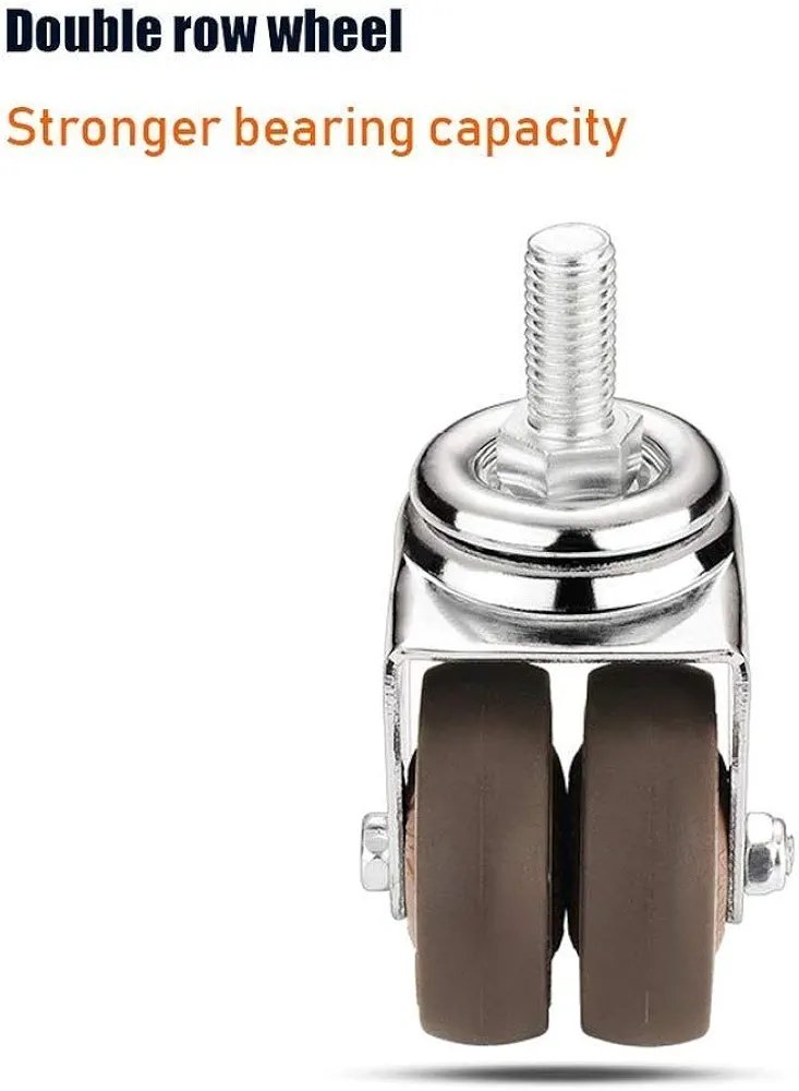 Wheels Heavy Duty Rubber Swivel Castor Wheels Without Brakes Trolley Furniture Caster 360 Degree Rotating Swivel Universal Casters Silent Double Row Caster Castors 50*10mm 1pc