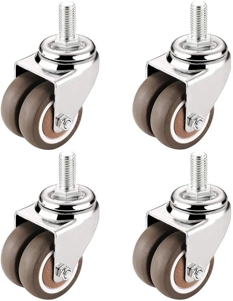 Wheels Heavy Duty Rubber Swivel Castor Wheels Without Brakes Trolley Furniture Caster 360 Degree Rotating Swivel Universal Casters Silent Double Row Caster Castors 50*10mm 1pc - Image 3