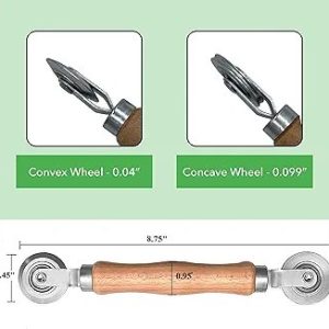 Screen Roller Tool - Rolling Tool for Installing and Repairing Door and Window Screens - Grooved Roller with Wooden Handle and Steel Bearing Wheel - Professional Rolling Tool - Double