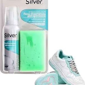 Universal Shoe Foaming Cleaner - Silver for Sneakers, Leather & Fabric Shoes with Sponge for Deep Cleaning and Removing Stains and Dirt125ml
