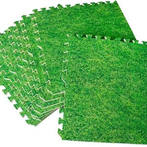 Interlocking Foam Play Mat, 3D Green Grass Soft EVA Puzzle, 4pcs, 60*60cm 9mm